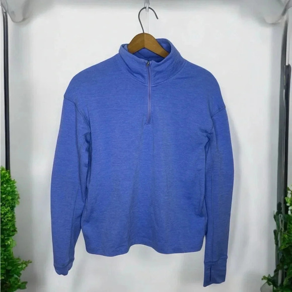 OUTDOOR VOICES 1/4 Zip Popover Funnel Neck Thumbhole Therma Long Sleeve Top - Picture 3 of 9
